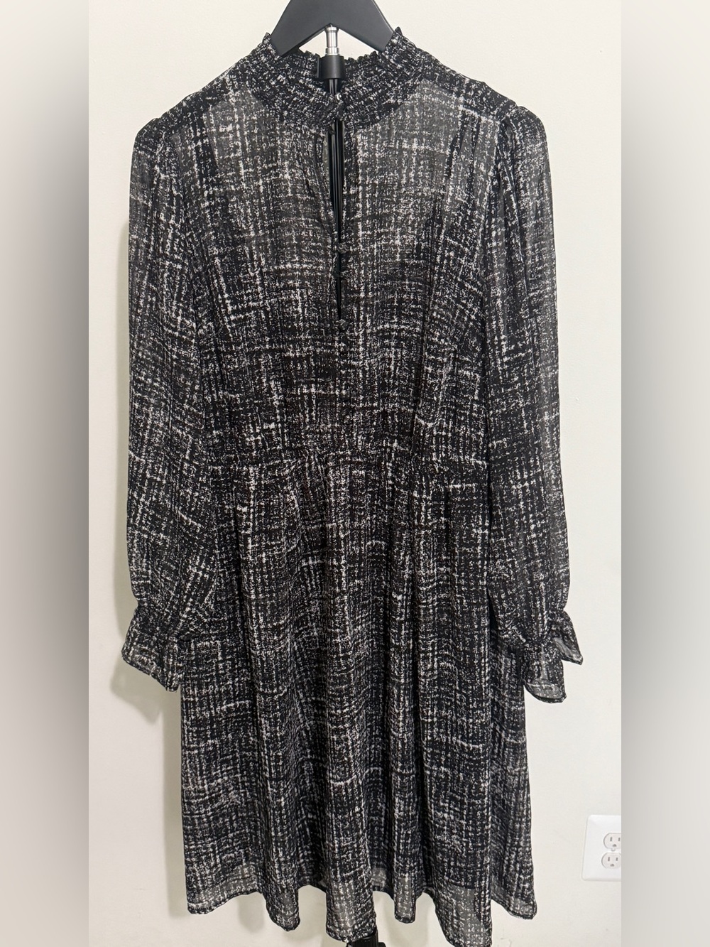 torrid Black and White Textured Long Sleeve Dress